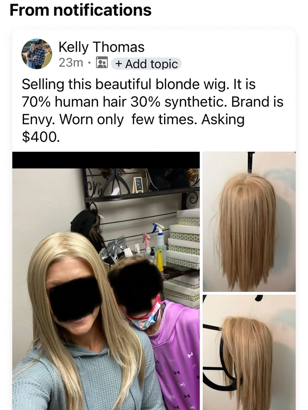 envy Light Blonde Straight Wig with Subtle Roots